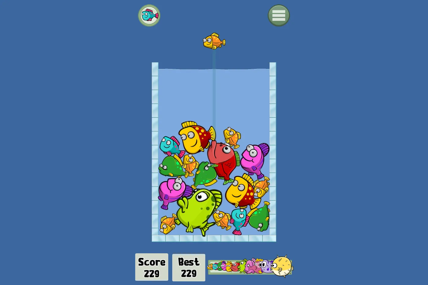 Fish Drop - Suika watermelon game style fish merge gameplay