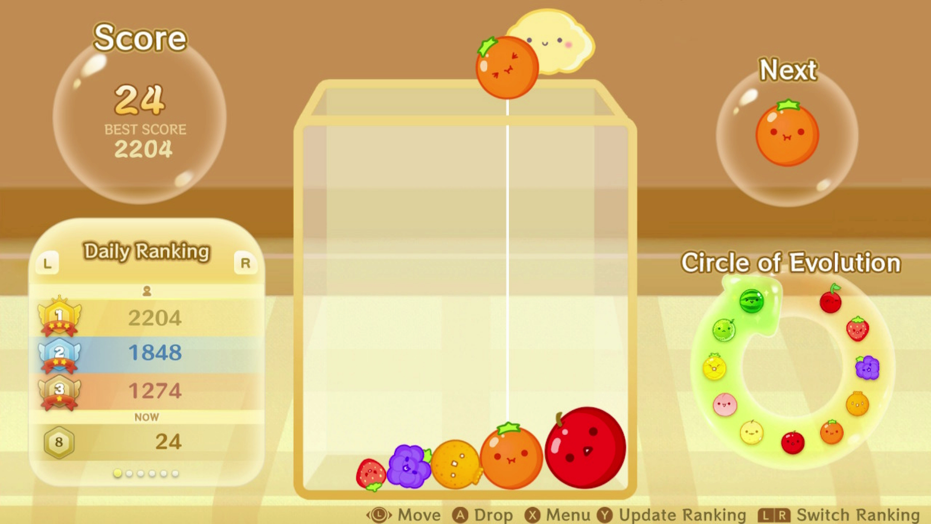 Physik-Setzzeit im Suika Game